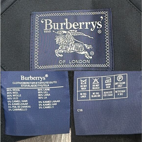 VTG Burberrys' of London Wool & Camel Hair Black Trench Liner Heritage Preppy - Picture 9 of 10
